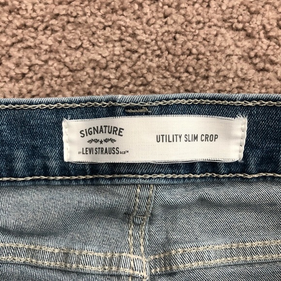 Signature Levi Strauss Utility Belted Slim Crop Denim Jeans Womens W25 - Picture 6 of 11